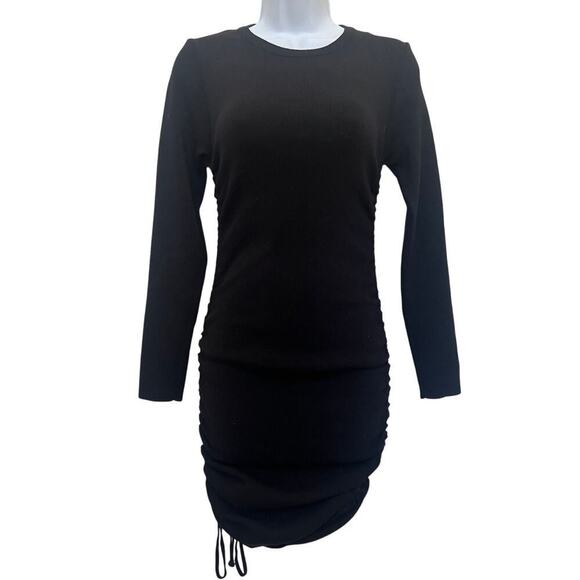 Lioness Women Bodycon Sweater Dress Rushed Sides Black Size Small - Picture 2 of 11